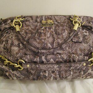 Coach Madison Sophia Mahogany Python-embossed Large Satchel